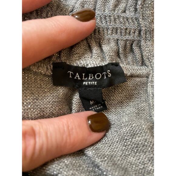 Talbots Silver Sparkle Women's Sweater with Black Velvet Bow detail Medium - Picture 6 of 7